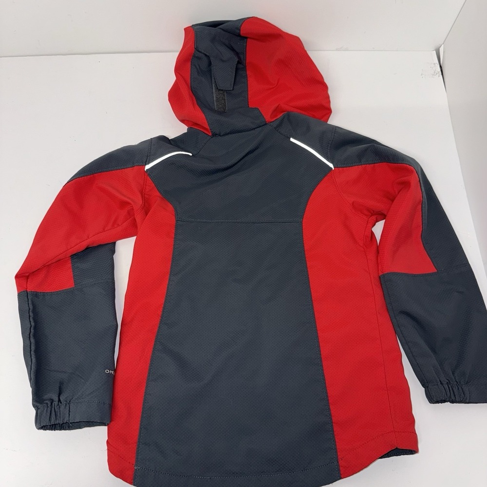 Columbia Omni-Shield Hooded Full Zip Jacket Youth XS Gray/Red Colorblock - Picture 6 of 8